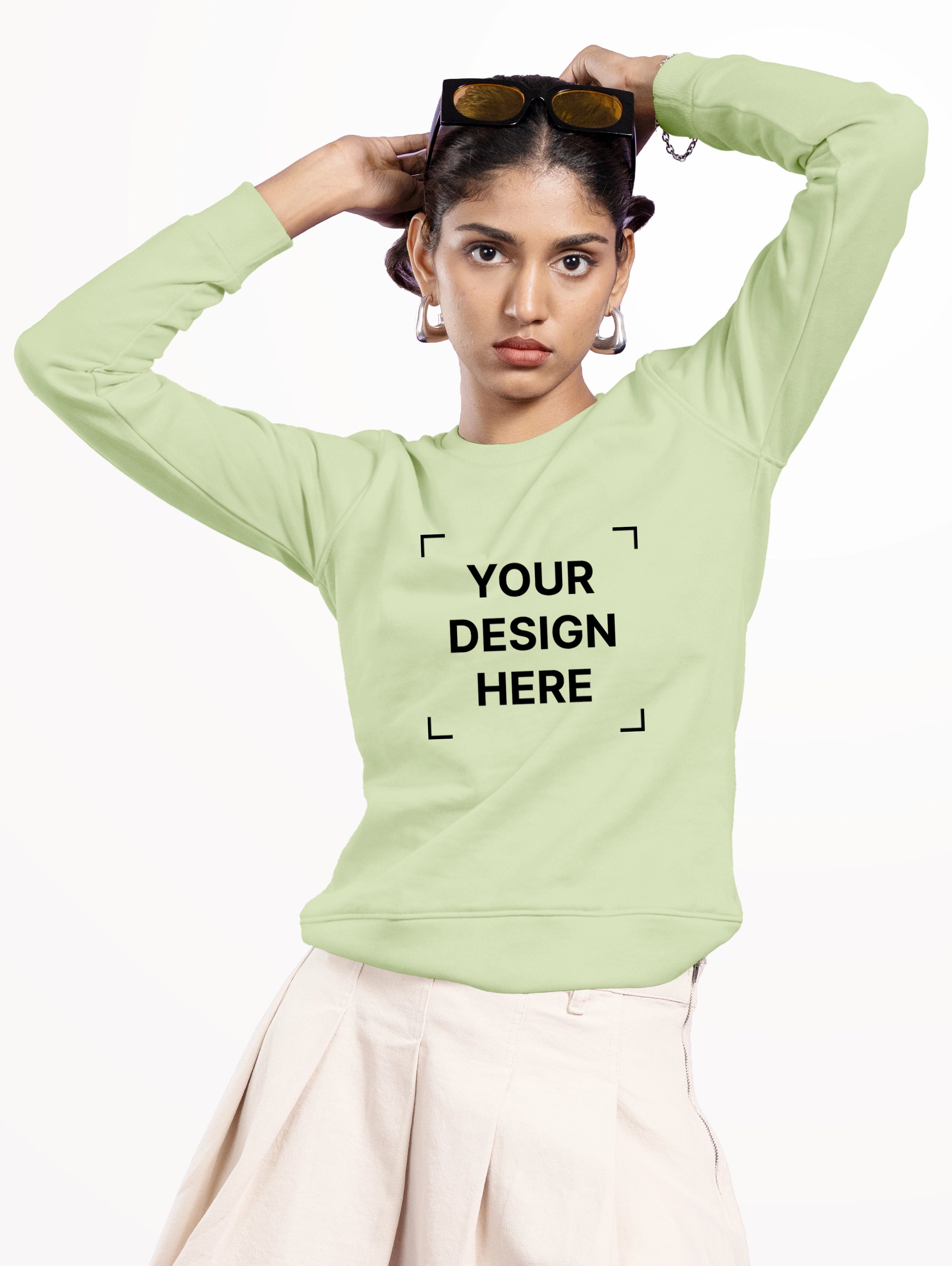 Women's Cotton Sweatshirt - Light Green