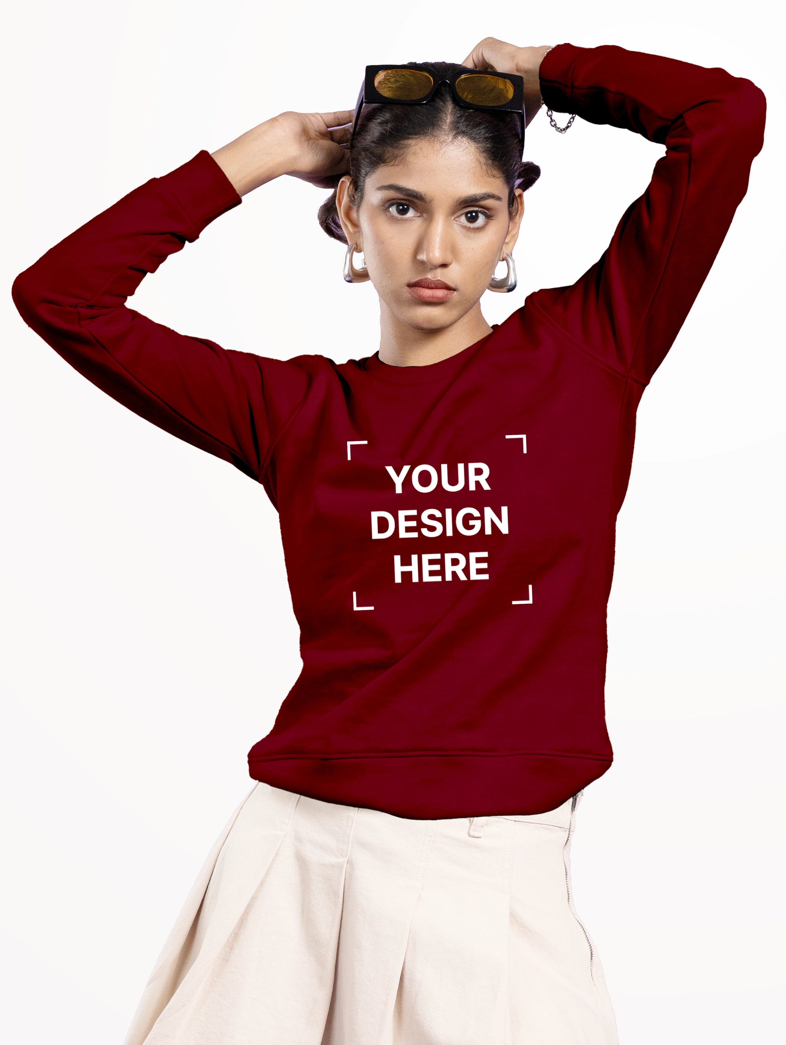 Women's Cotton Sweatshirt - Maroon