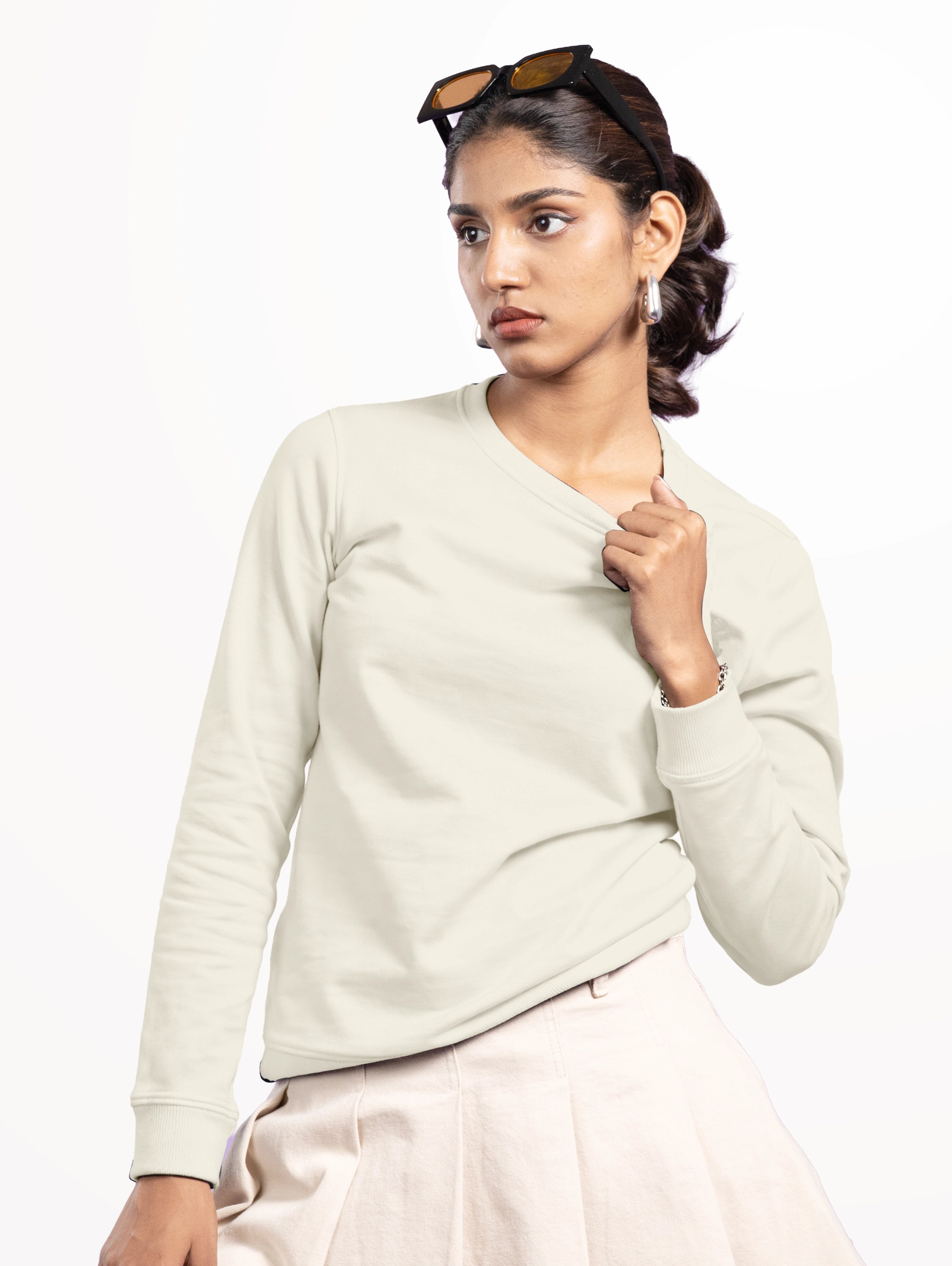 Women's Cotton Sweatshirt - Off White