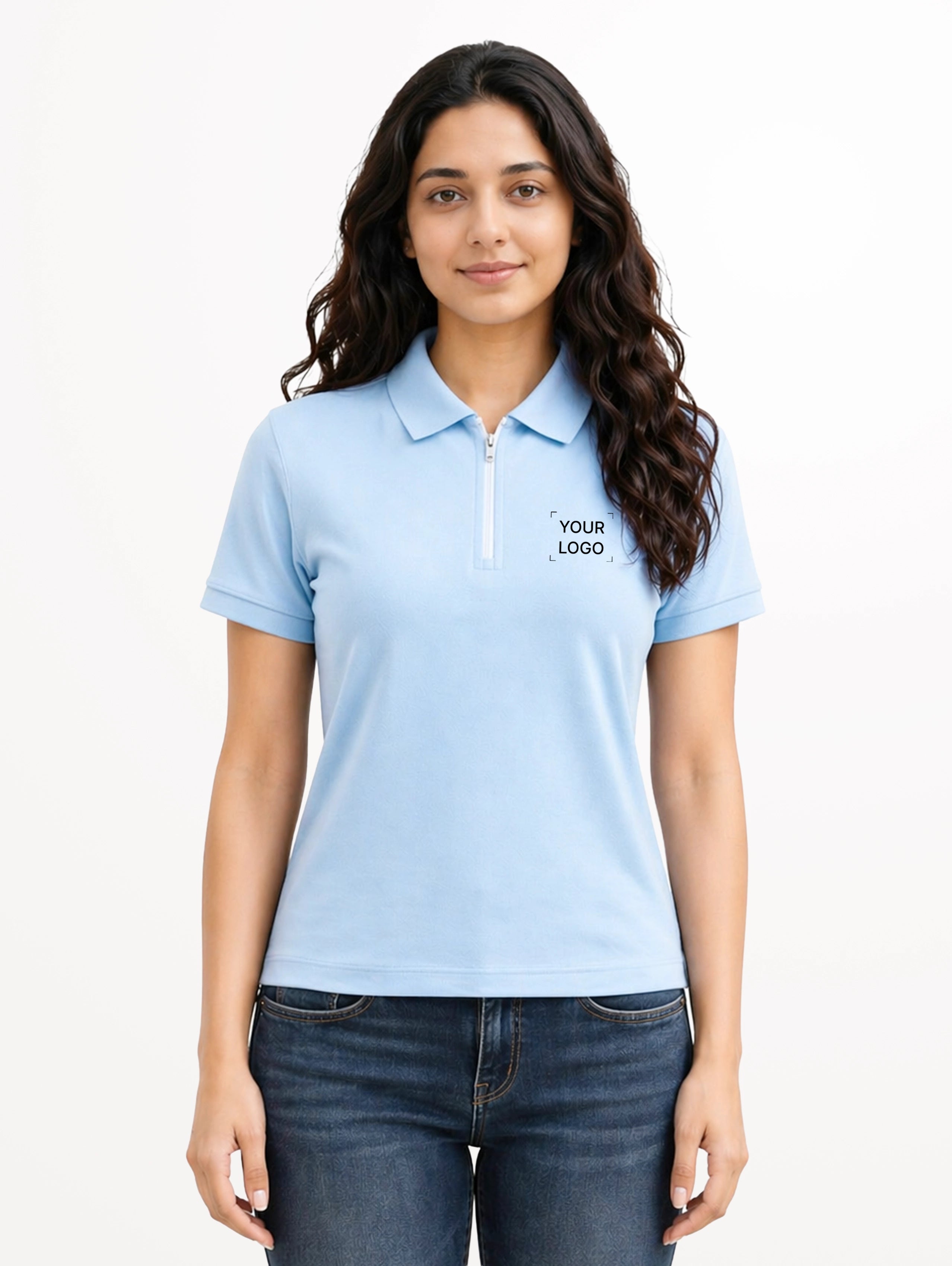 Women's Performance Zipper Polo - Sea Blue
