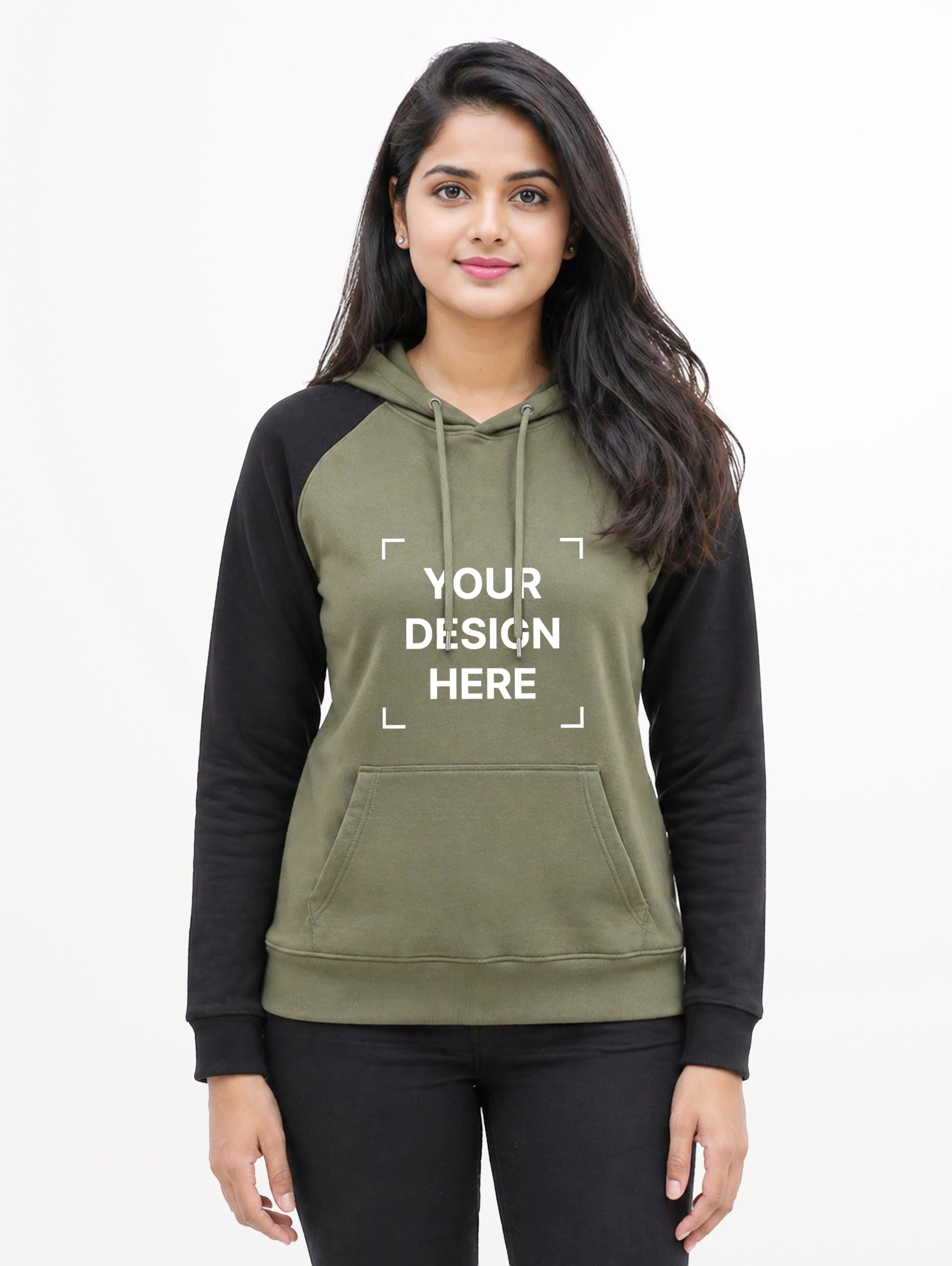 Women's Raglan Sleeve Blend Pullover Hoodie - Sage Green