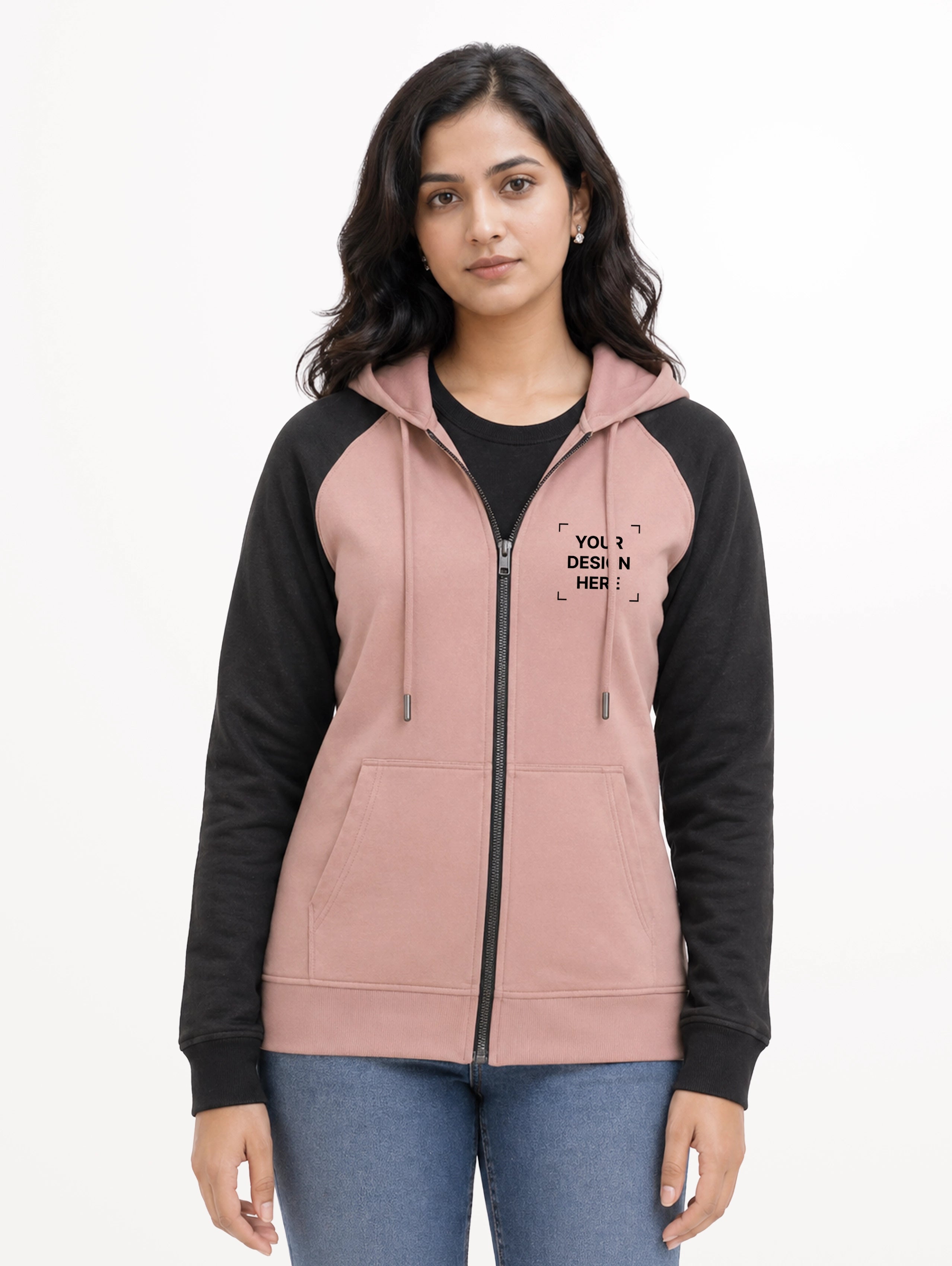 Women's Raglan Sleeve Blend Zipper Hoodie - Orchid
