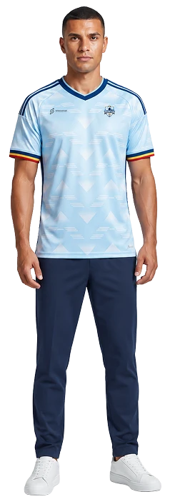 Front view of custom cricket jersey and training wear