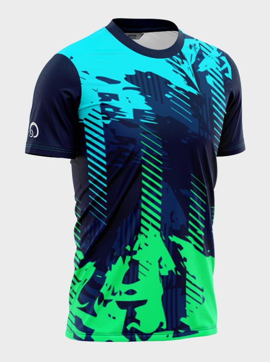 Aqua Blue With Green Sports Jersey